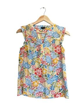 Talbots Blossom Garden Shell Floral Flutter Sleeve Top